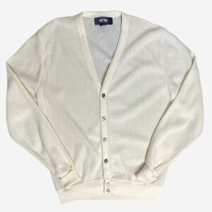 Vintage 90s Knights Bridge Men’s Ivory Cardigan Sweater eclectic grandpa dad  M